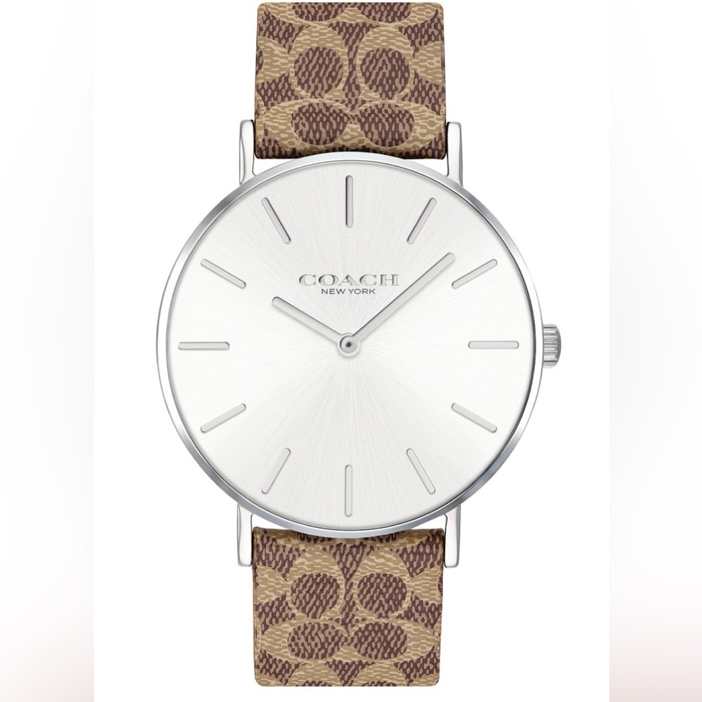 COACH NWT/ NIB/ Woman’s/ Perry Brown Canvas Strap/Watch 36mm - Picture 1 of 6